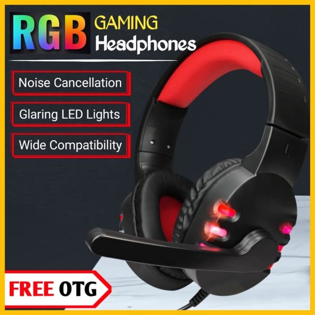 Gaming Headphones Headset 🎧 RGB with mic for pc gaming pubg