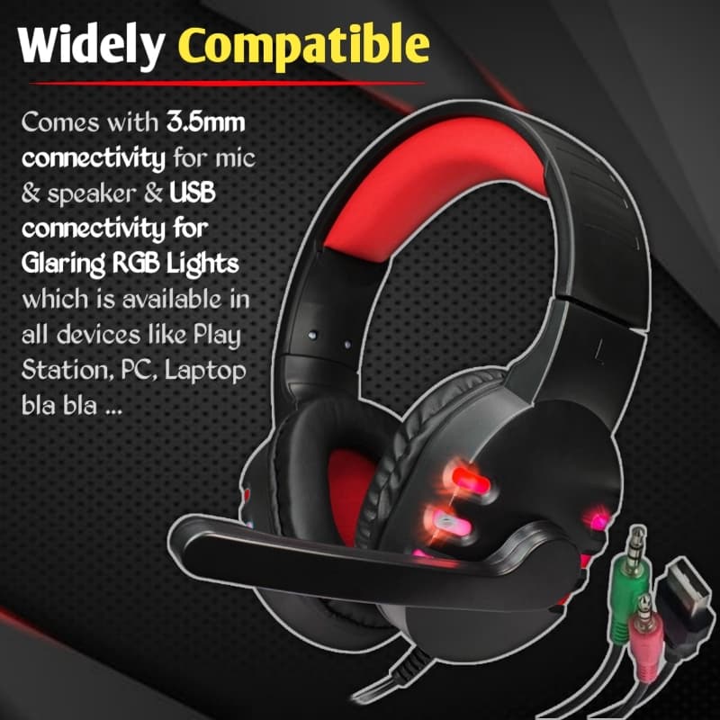 Gaming Headphones Headset 🎧 RGB with mic for pc gaming pubg